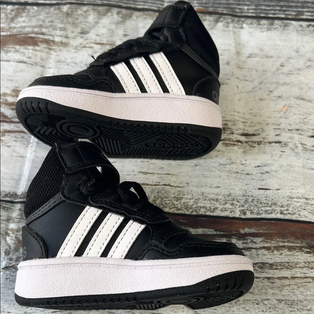 Adidas Hoops Mid 3.0 AC I Toddler Sneakers - Black/White - Size 4K